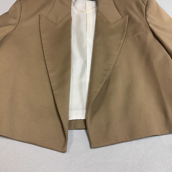 ZARA Cropped Lapel Blazer Taupe Brown Tailored Blazer Open Front Womens Academia - Picture 14 of 16